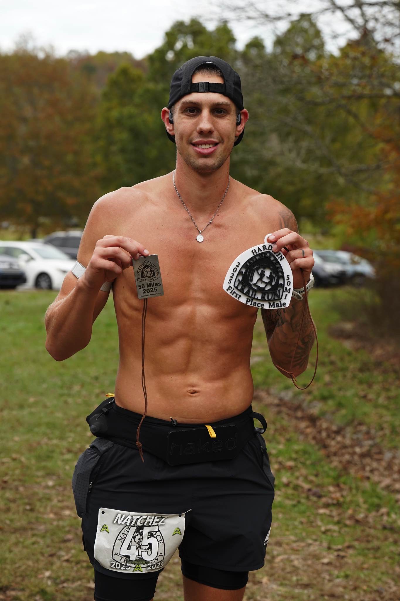 Runner on the Natchez Trace in fall color