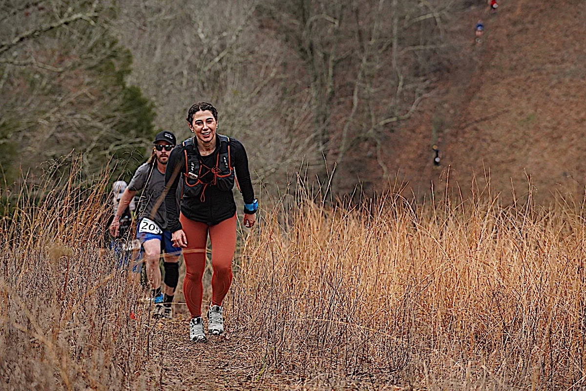 Runners crossing the farm field at the Music City Trail Ultra in Pegram